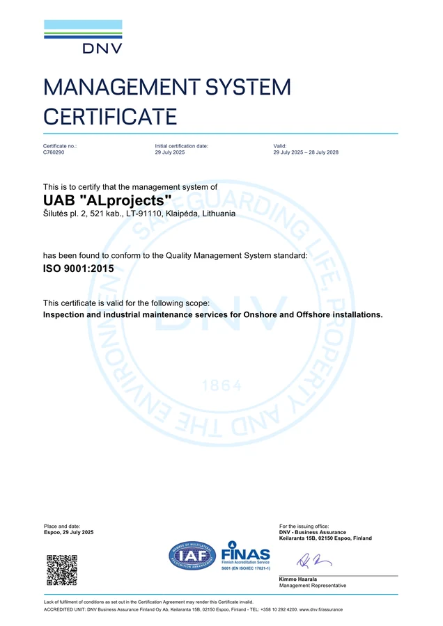 DNV-Managementsystemzertifikat — ISO 9001:2015, Zertifikat C760290